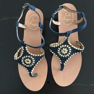 Jack Rogers Denim block heel sandal